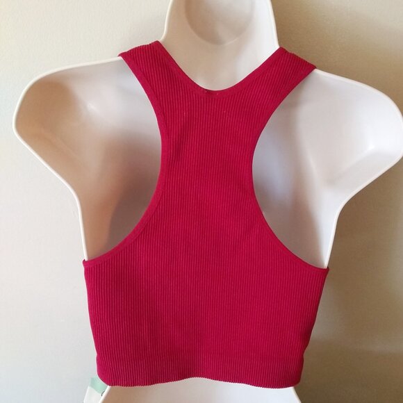 2X/3X Zenana Cranberry Ribbed Crop Top/Bralette/ Sportsbra & Matched Earrings - Picture 5 of 11